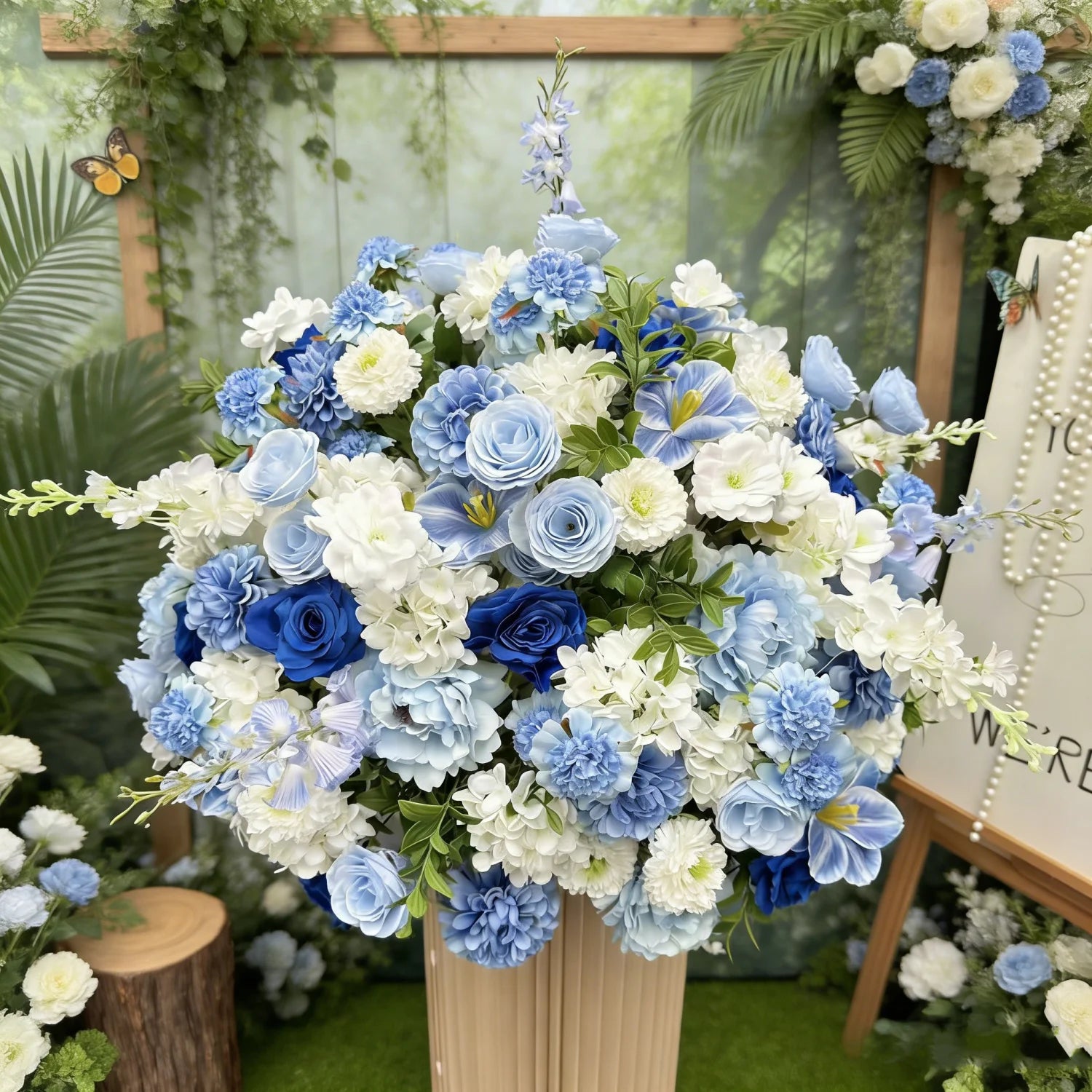 Blue Color Artificial Flower Ball Table Centerpieces Floral Arrangement Wedding Decoration Marriage Flower Bouquet Event Decor