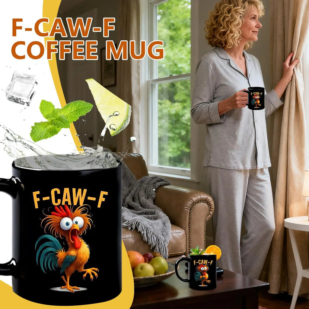 Funny F-Caw-F Chicken Coffee Mug 350ml Novelty Beverage Container Ceramic Coffee Mug Tea Cup Gifts For Men Women Friends Family