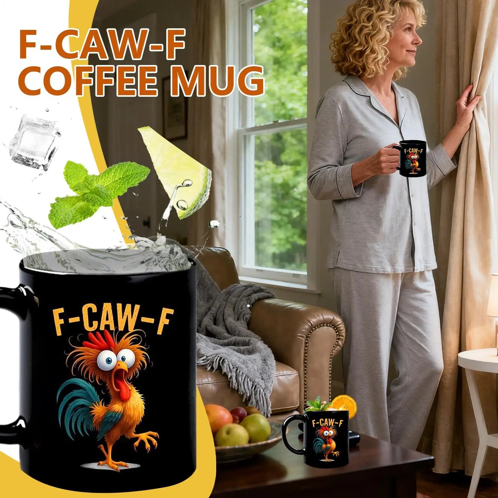 Funny F-Caw-F Chicken Coffee Mug 350ml Novelty Beverage Container Ceramic Coffee Mug Tea Cup Gifts For Men Women Friends Family