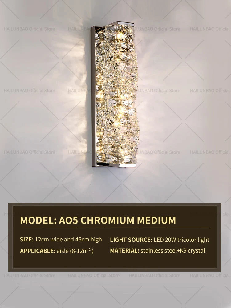Light Luxury Crystal Wall Lamp Creative Villa Living Room TV Background Wall Lamp Network Red Modeling wall Bedroom Bedside Lamp