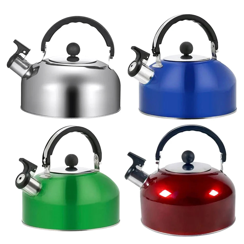 1Pcs Camping Cooking Teakettle Teapot Stainless Steel Whistling Kettle For Trips Whistling Kettle Stove Gas Water Kettle