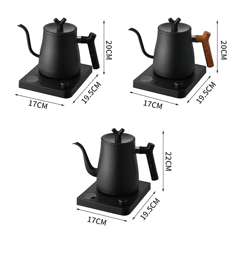 1000ML Stainless Steel Gooseneck Electric Kettle with Digital Temperature Control for Precise Brewing of Coffee and Tea