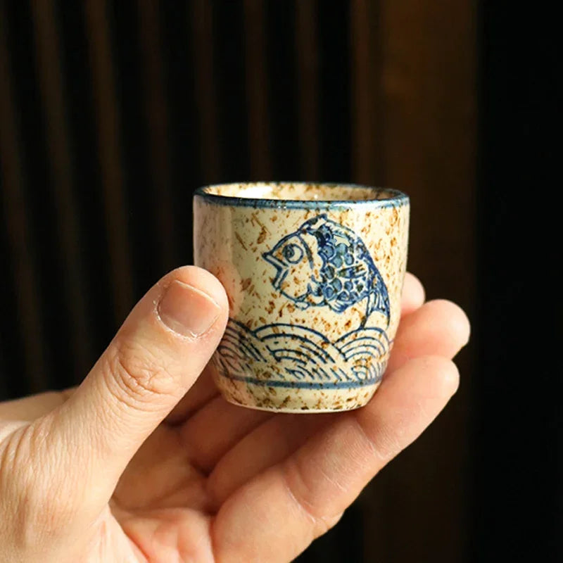 50ml Japanese-style ceramic antique white wine cup sake set home retro coffee cup wine pot shochu classical cup