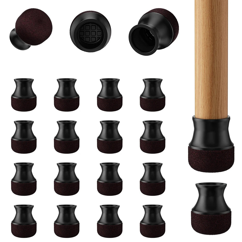 16PCS Chair Leg Protectors Silicone Chair Leg Covers with Thickened W/ Wrapped Felt Bottom Anti-Scratch for Hardwood Floors