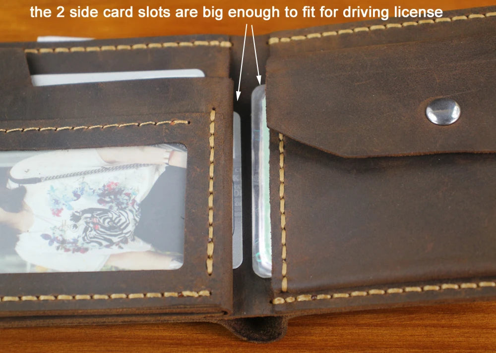 Luxury Handmade 100% Genuine Leather Men Wallet Purse Short Money Clip with Coin Pocket Male Money Bag Multi-Card Wallet Vintage