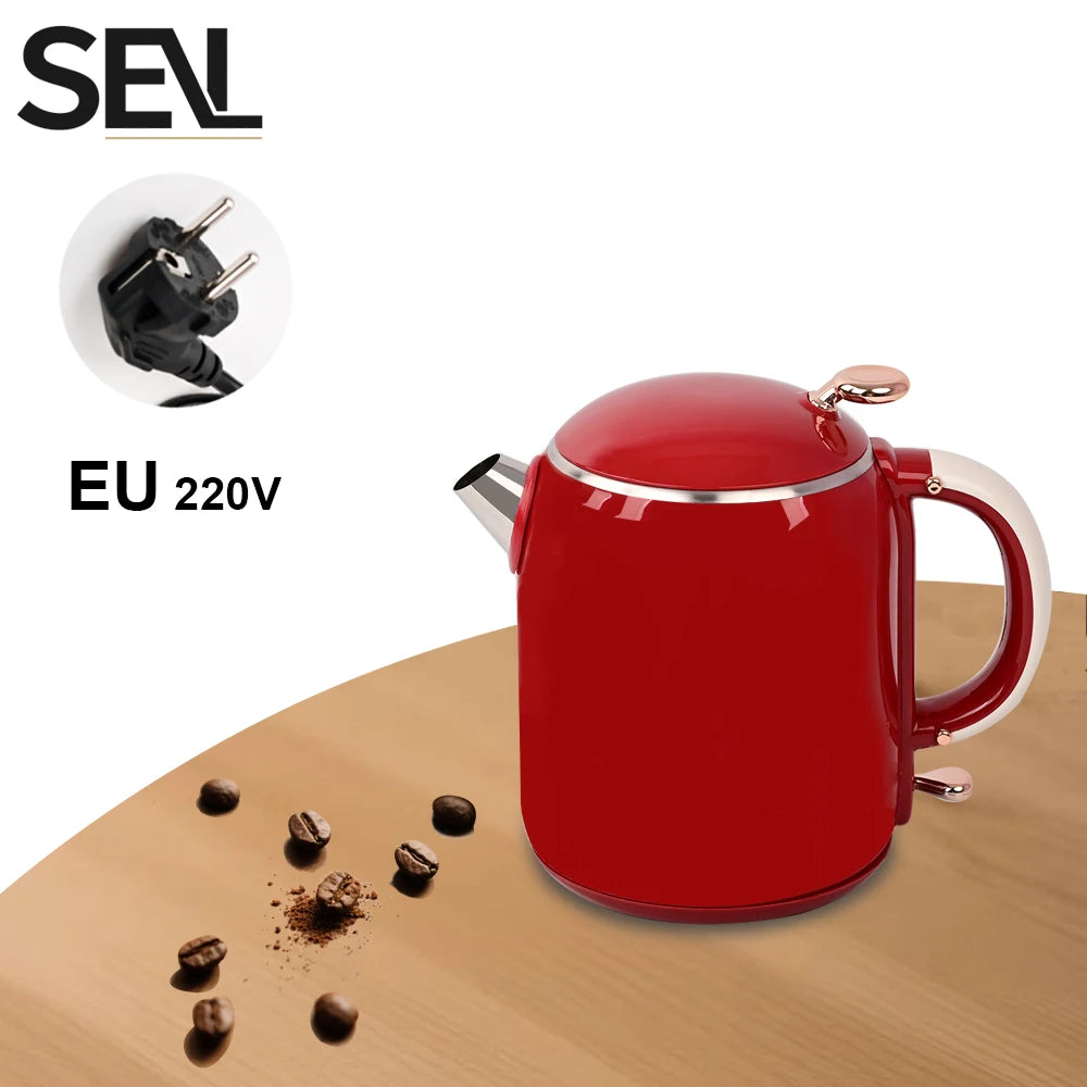 1.0L Anti-Scald Electric Kettle, Seamless Electric Kettle, 304 Stainless Steel Household Fast Boiling Kettle for Coffee Brewing