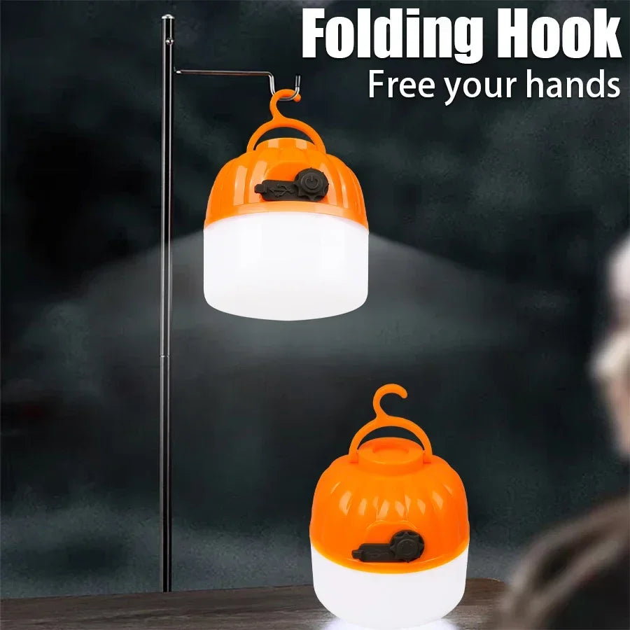500W LED Camping Lantern USB Rechargeable Portable Lamp Bulb Flashlight with Power Display Emergency Light for Outdoors Fishing