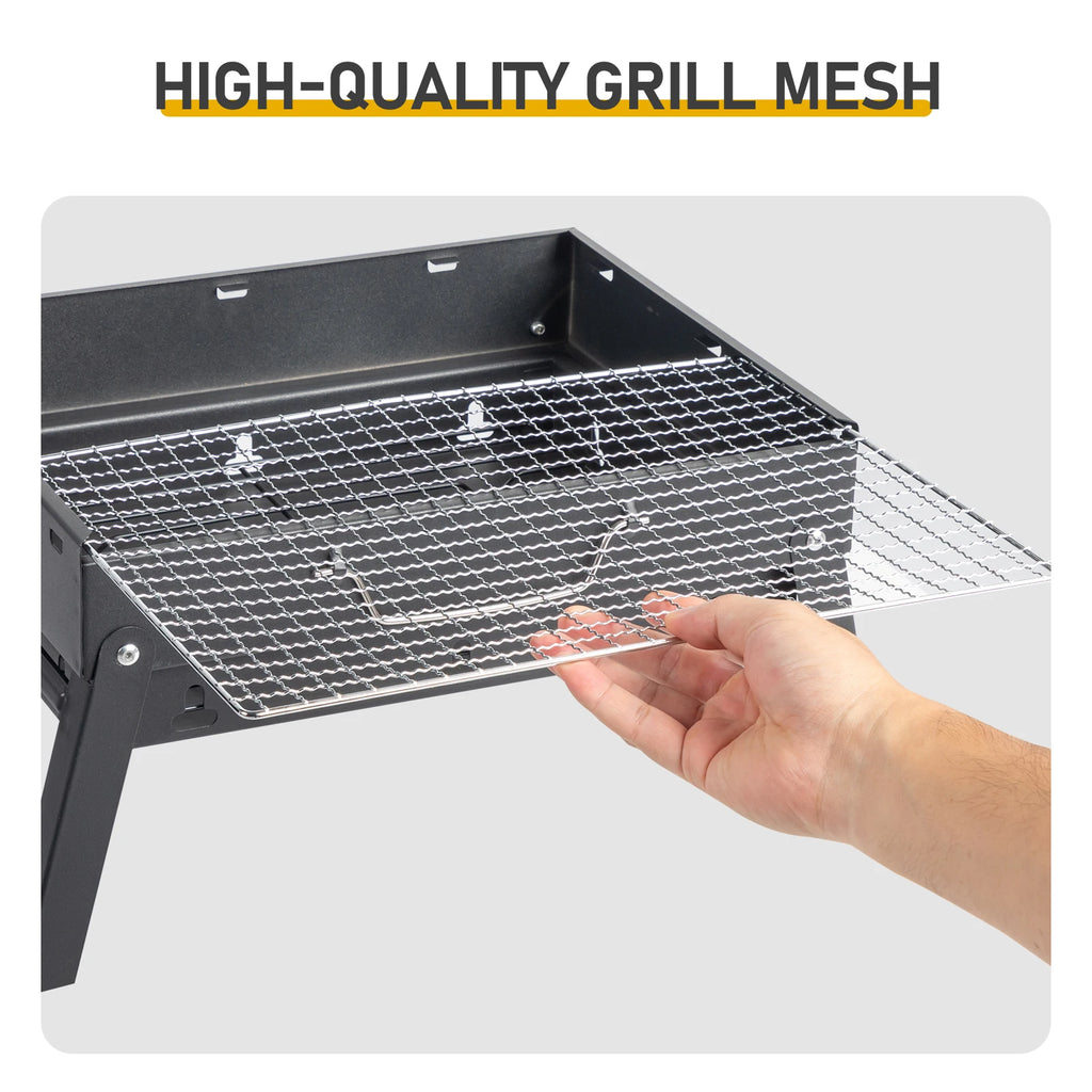 Portable Foldable Charcoal Grill | 38cm Compact Design | Light Steel Material Easy to Install | Equipped with Removable Ash Collector, Fast Heat Dissipation | Suitable for Camping, Picnicking, Beach, Backyard, and Small Group