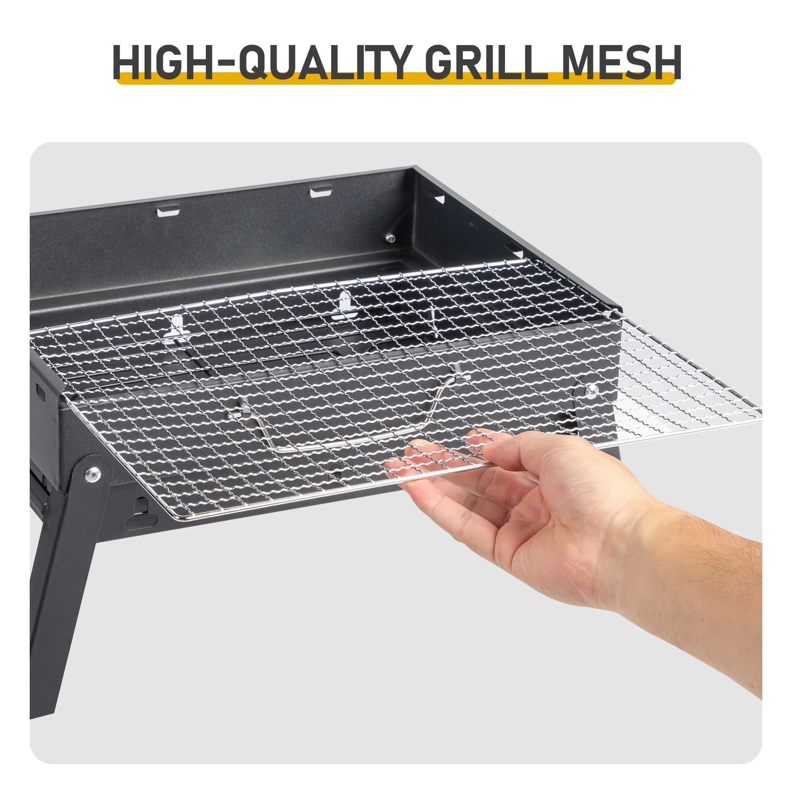 Portable Foldable Charcoal Grill | 38cm Compact Design | Light Steel Material Easy to Install | Equipped with Removable Ash Collector, Fast Heat Dissipation | Suitable for Camping, Picnicking, Beach, Backyard, and Small Group