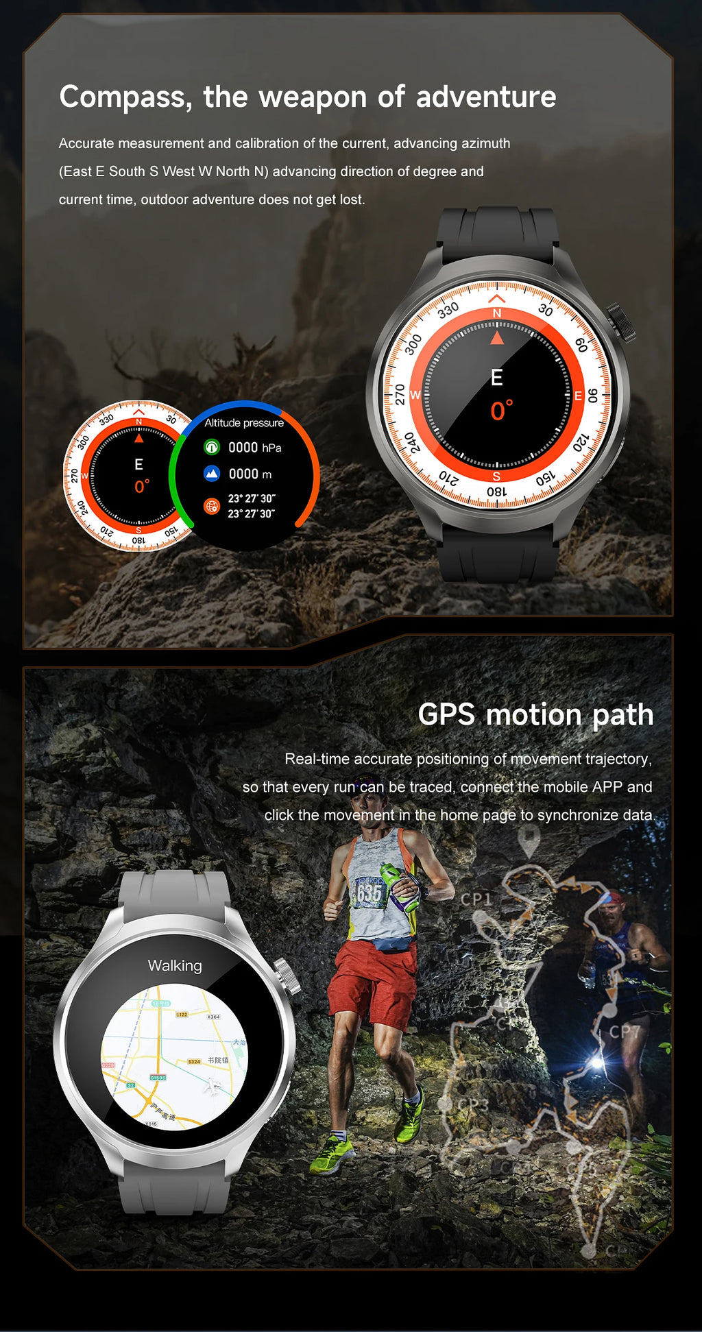 1.85-inch HD Sapphire Glass Smart Watch Men's GPS Movement Track NFC Bluetooth Call  Lingdong Island Health Detection Smartwatch