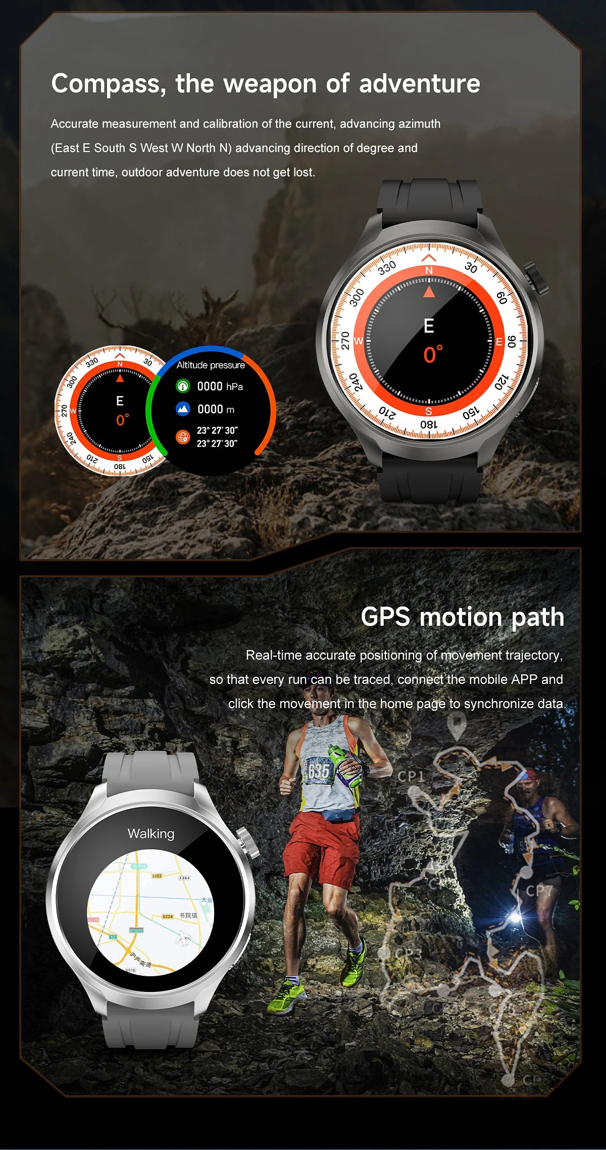 1.85-inch HD Sapphire Glass Smart Watch Men's GPS Movement Track NFC Bluetooth Call  Lingdong Island Health Detection Smartwatch