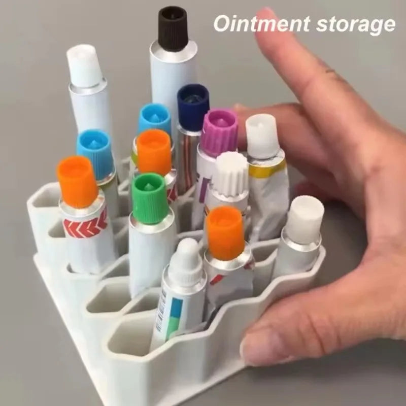 32 Slots Ointments Stand Multi-Compartment Medicine Storage Holder For Small Items Multi-purpose Cosmetics/Pen Storage Rack