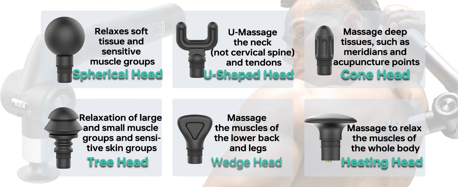 KiCA Evo Fascia Gun Portable Muscle Massage Gun 15kg 3 Gear 3200rpm with 6 Massage Heads 9cm Extension Rod Aluminum Alloy