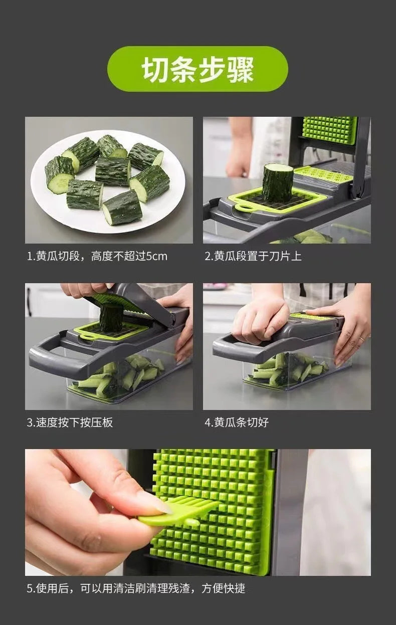 16 Multifunctional Vegetable Cutting Artifacts Household Kitchen Vegetable Cutting Slicer Potato Shredded Wire Wiper Dice