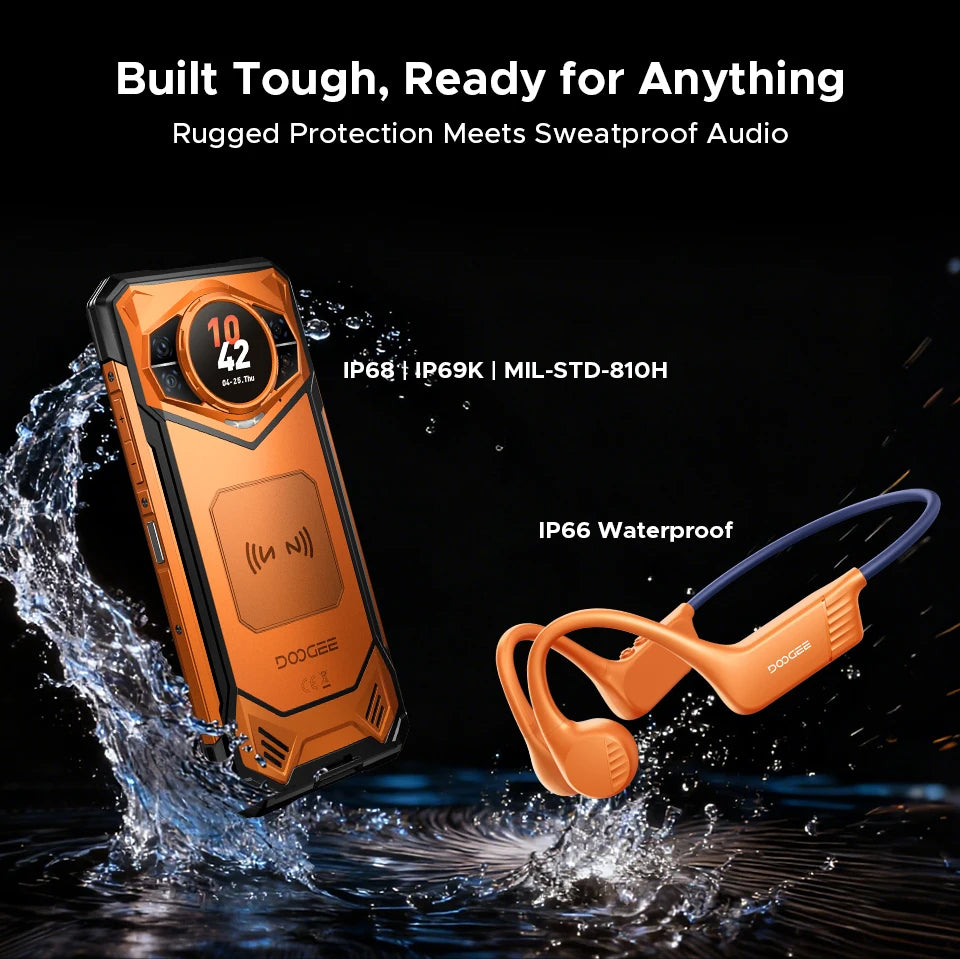 Global Version DOOGEE S200 Rugged Phone 48GB 256GB 6.72" 120Hz 1.32" Rear Display Dimensity 7050 100MP Camera 10100mAh NFC