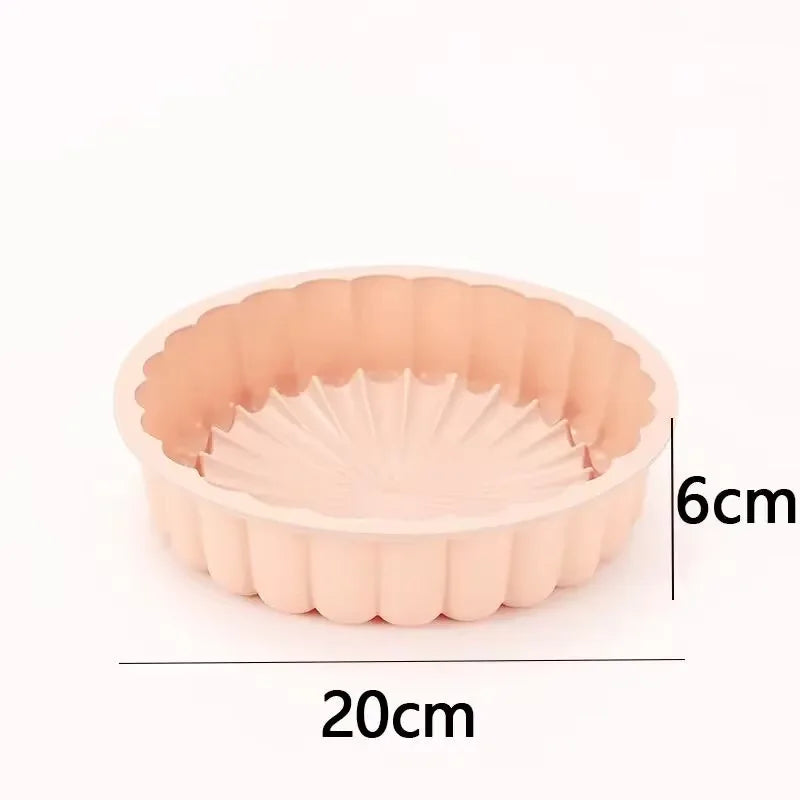 1PC Silicone Cake Pan Multi-Functional Round High Temperature Resistant DIY Baking Mold