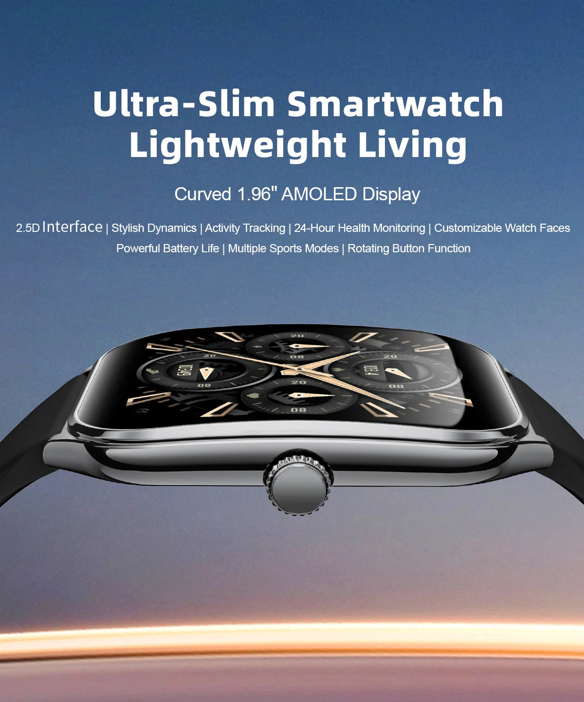 New Ultra Thin Smart Watch Men 1.96" AMOLED 360*360 HD Pixel Display Always Show Time Call Reminder Smartwatch For Android IOS