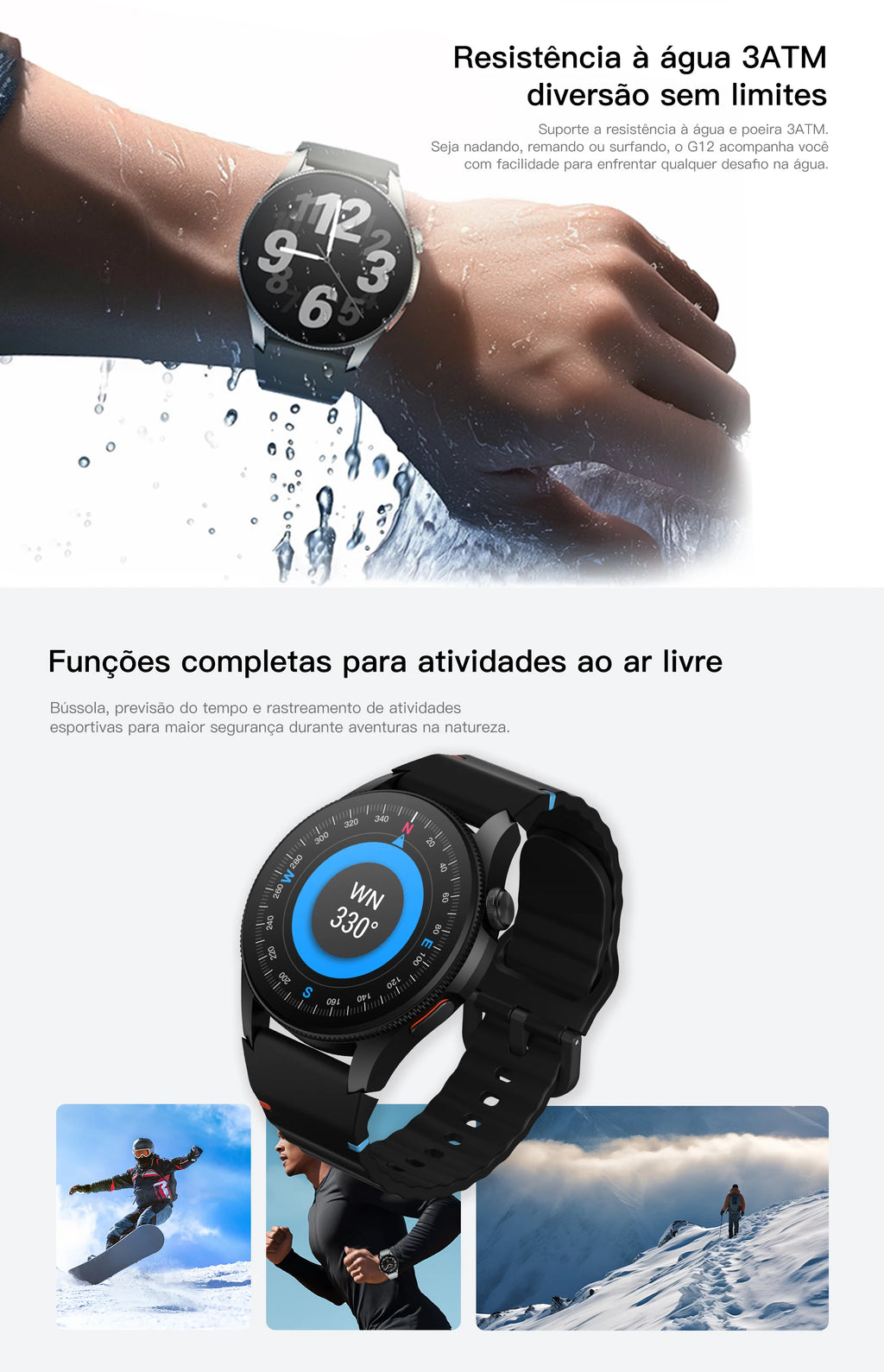 AURAFIT Trek2: Reloj intelligent con AMOLED y Gran battery of 450mAH. Mide heart rate, hace llamades, GPS y es impermeable.