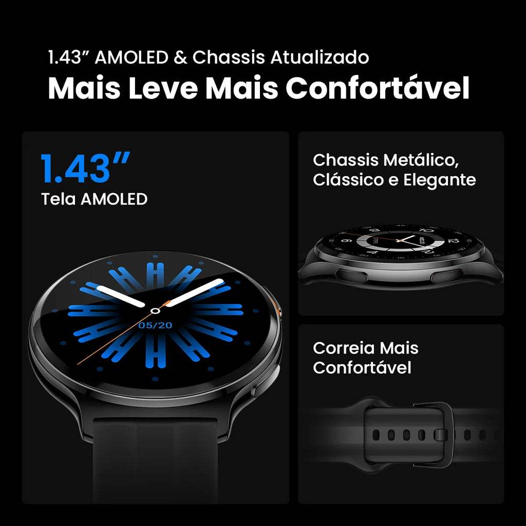 HAYLOU Solar Lite 2 Smartwatch 1.43'' AMOLED Display 24h Health Monitoring 150+ Sports Modes Voice Calling Smart Watch 1ATM