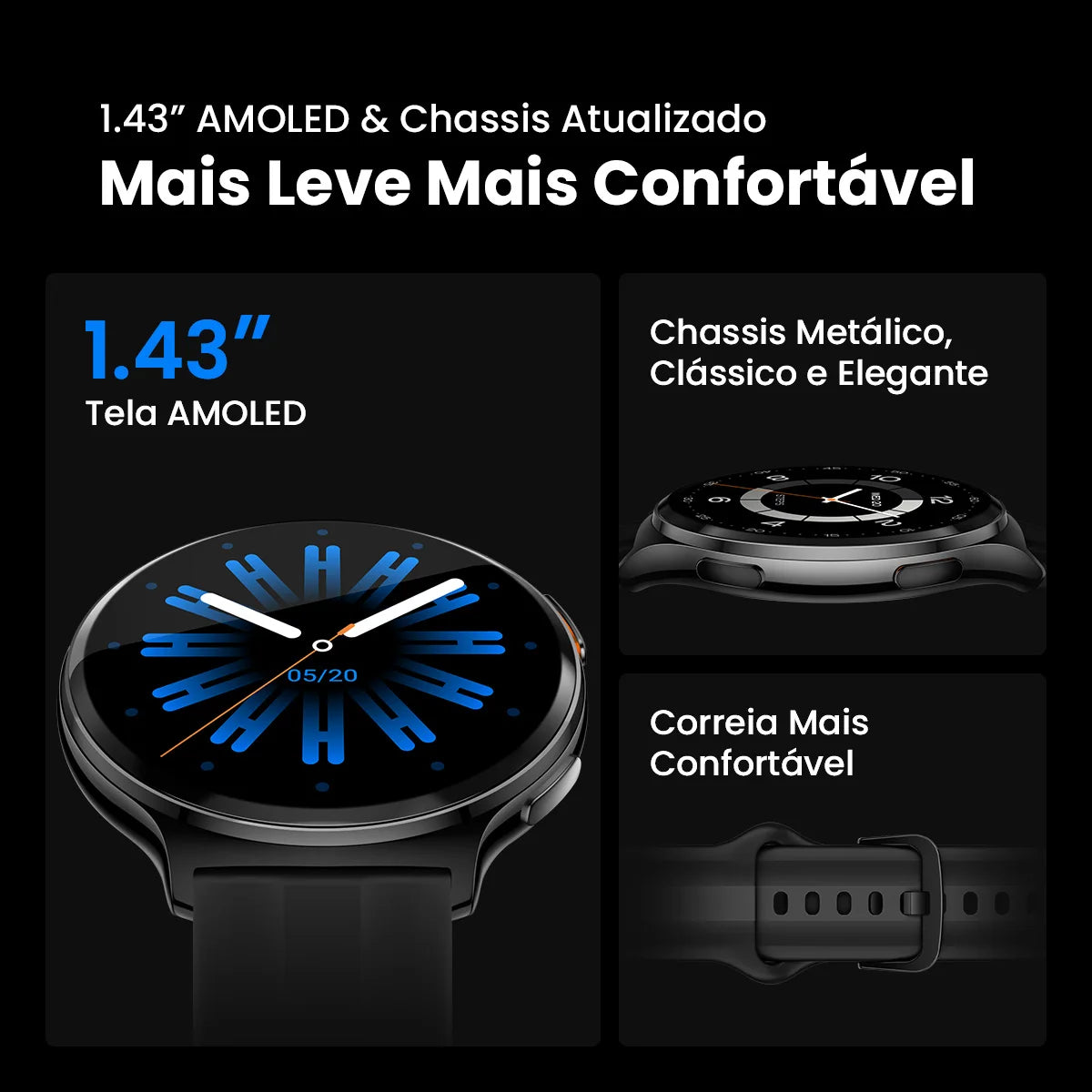 HAYLOU Solar Lite 2 Smartwatch 1.43'' AMOLED Display 24h Health Monitoring 150+ Sports Modes Voice Calling Smart Watch 1ATM