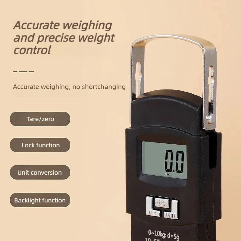 Electronic Kitchen Scale 50kg Capacity, LCD Digital Readout, Compact Hook Scale for Kitchen, Travel and Shipping Use