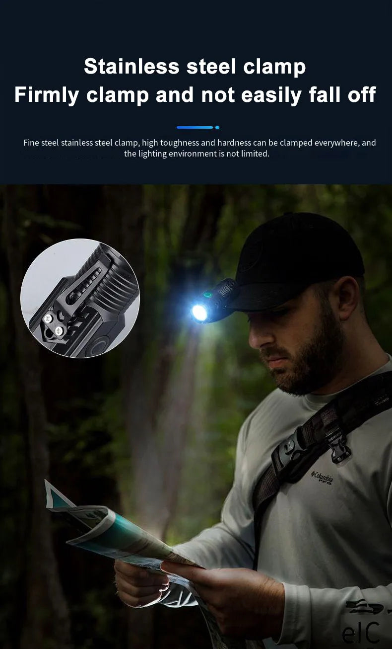 New Ultra Powerful Flashlight 3 Core LED Mini EDC Tactical Torch USB Rechargeable Outdoor Camping Fishing LED Hat Clip Lamp
