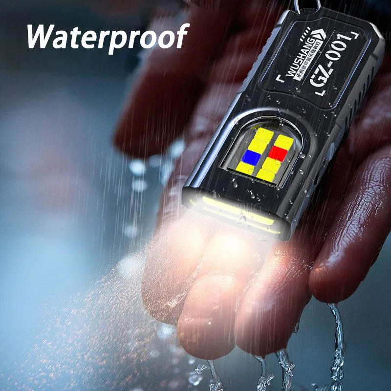 Powerful Mini COB LED Keychain Flashlight Rechargeable Hanging Work Light Keyring Camping Walking Clip Pocket Lights