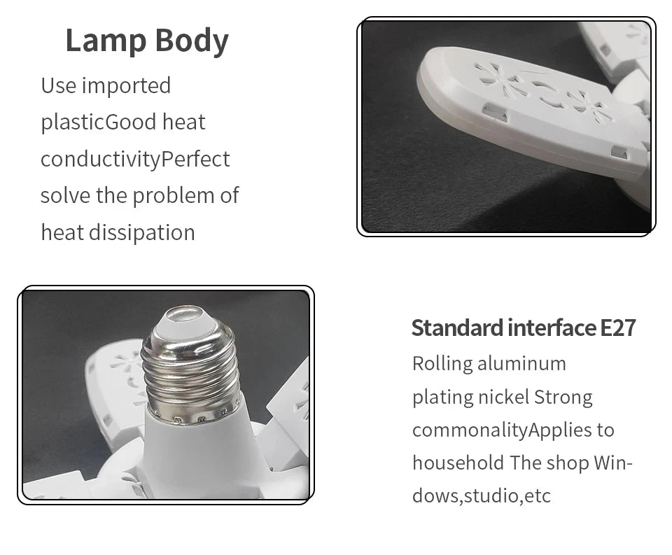 28W Fan Shape LED Bulb E27 LED Lamp Foldable 220V  Light Bulbs For Home Living Room Warehouse Garage Ceiling Light