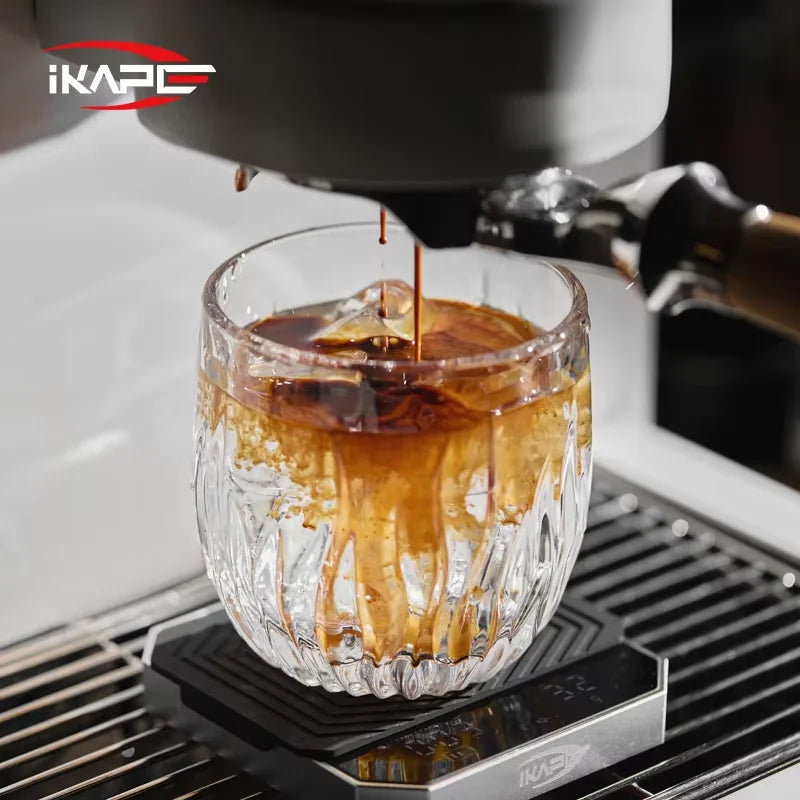 IKAPE Glass Cup,Espresso Cup,Milk Cup,Coffee and tea tools,Hand-Painted Design,270ml Large Capacity,Dual-Use for Kitchen and Bar