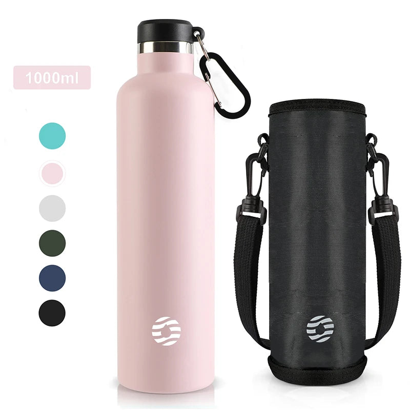 FEIJIAN Stainless Steel Thermos Bottle 1000ml Sports Flask Vacuum Insulated Water Bottle Leak Proof BPA Free