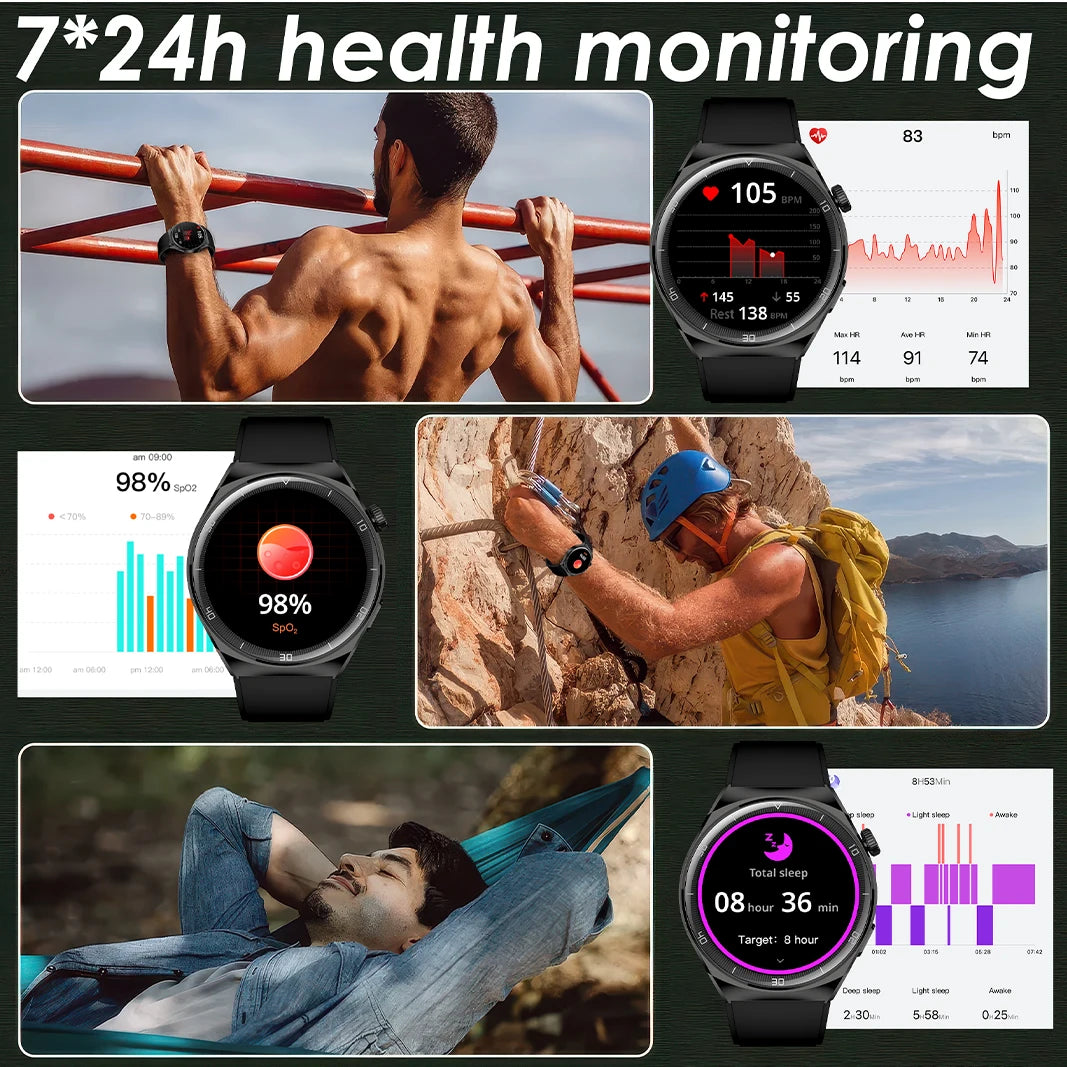Aurafit Smartwatch NEXA 2/AM05 Bluetooth Chamada, Tela AMOLED 1.43", IP68, Monitor Cardíaco e SpO2, Bateria 300mAh metal de luxo