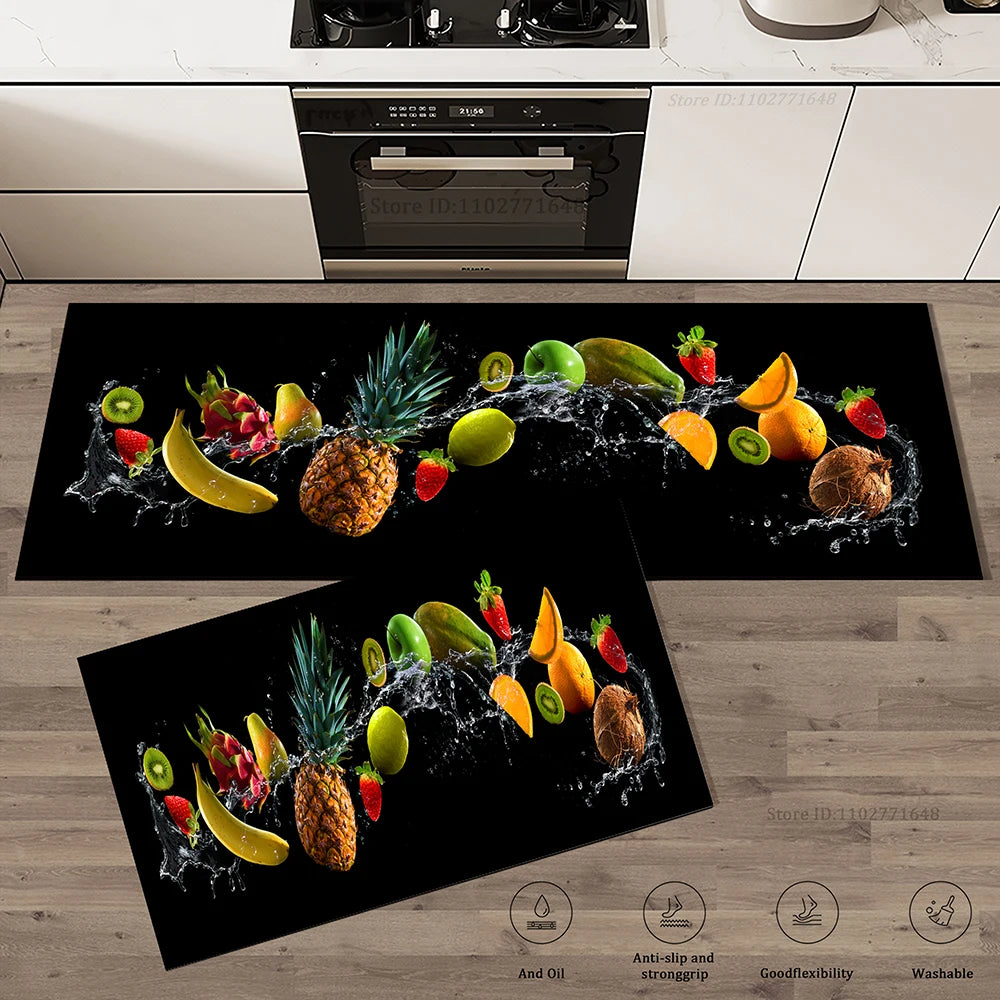 Kitchen Tableware Pattern Absorbent Doormat Non-Slip Entrance Rug with Washable Floor Carpet Durable Home Decor High Quality Mat