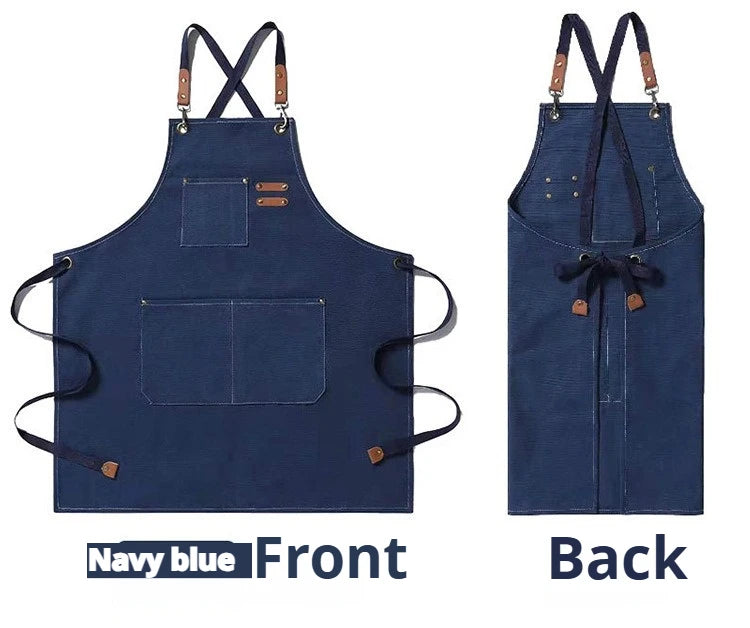 New Fashion Canvas Kitchen Aprons For Woman Men Chef Work Apron For Grill Restaurant Bar Shop Cafes Beauty Nails Studios Uniform