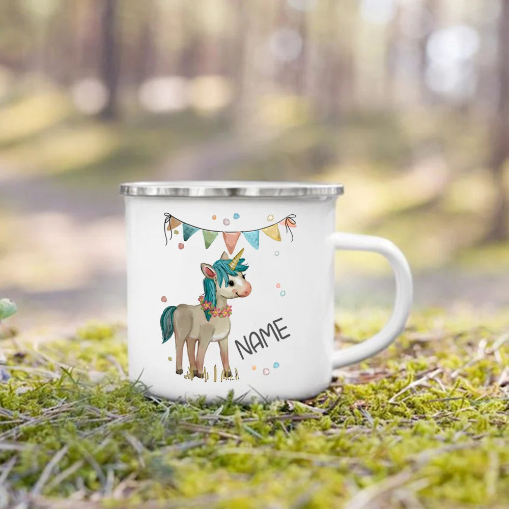 Personalized Mug for Kids Hot Chocolate Custom Animal with Name Mug for Boys Girls Handle Cup Birthday Party Favors Child's Gift