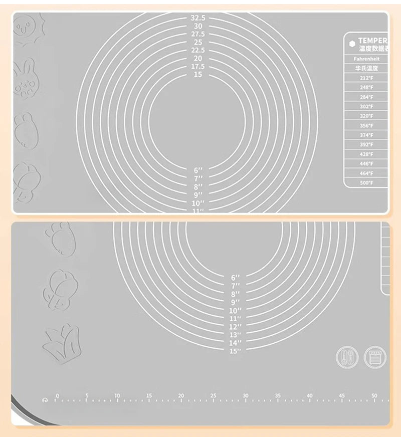 Kitchen Pastry Board Extra Thick Non-Slip Silicone Baking Mat Food Grade Rolling Dough Pastry Mat for Pizza Pasta Cookies