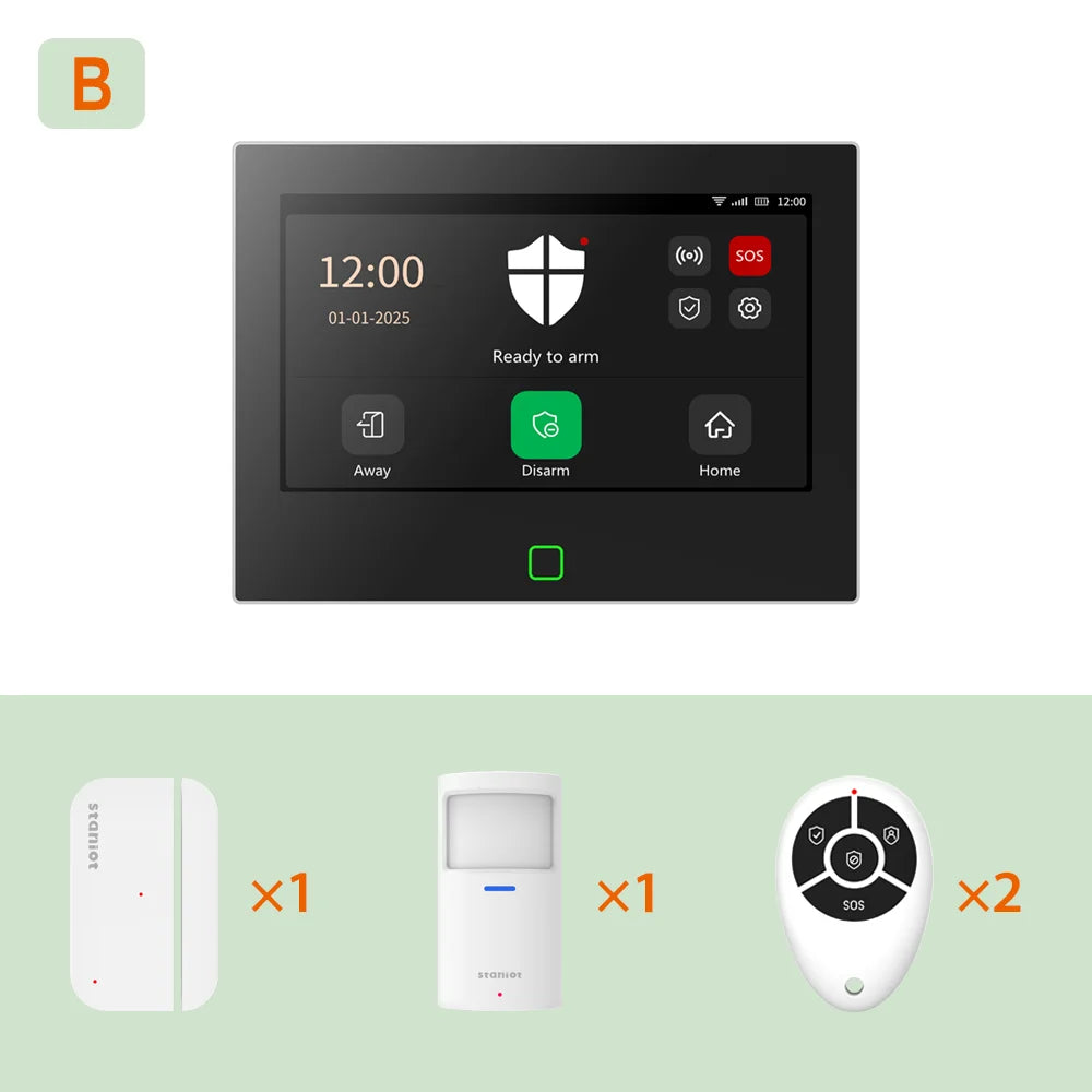 500m Transmission Distance 7 Inch GSM LoRa Staniot Version Security Alarm System Tuya WiFi 4G Smart Home Burglar Alarm Kit Home