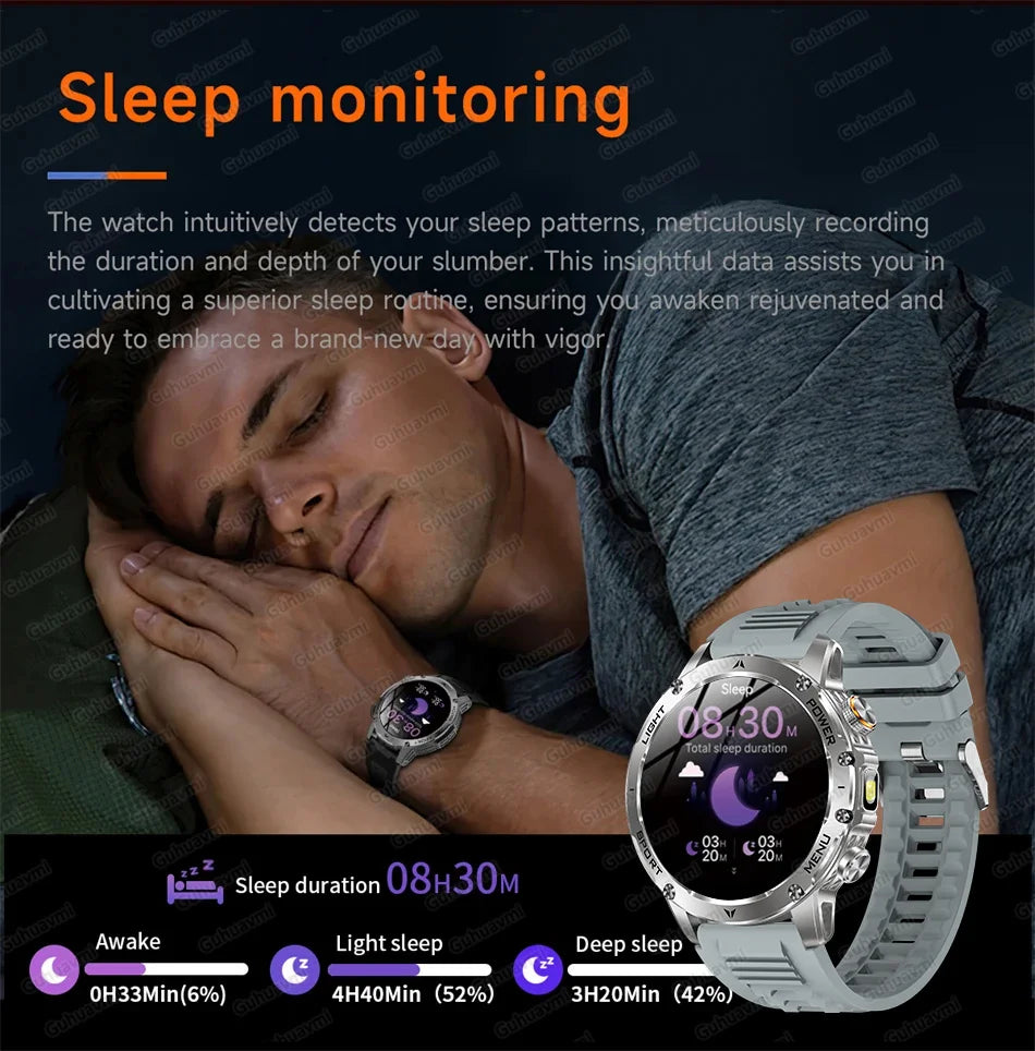 2025 New Military Grade Men 1000mAh Super Large Battery Smart Watch GPS 3ATM Waterproof Bluetooth Call Sports Fitness Smartwatch