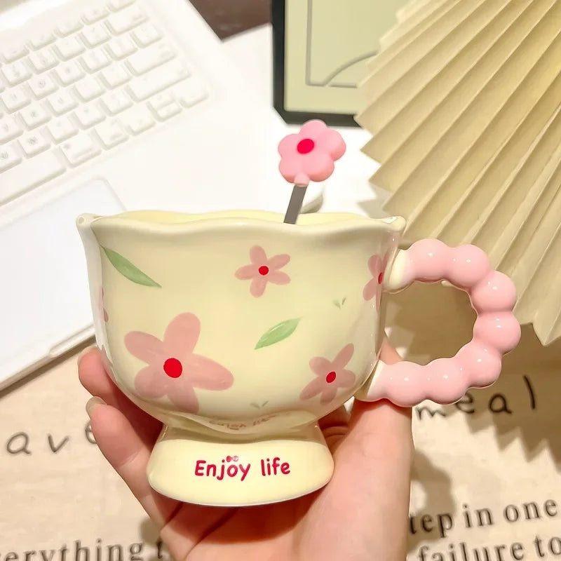 High-value birthday gifts for girls, tulip ceramic cups, gift boxes, flower mugs