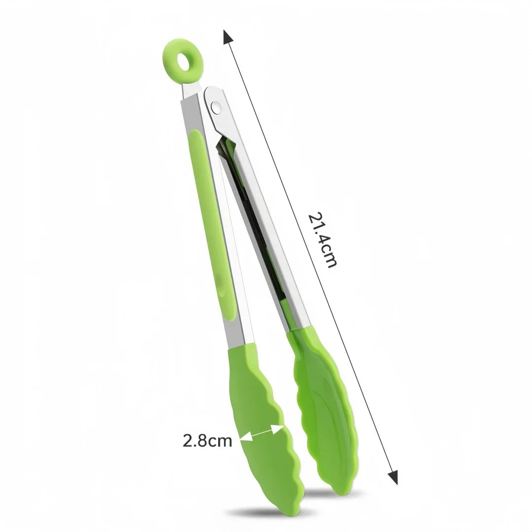 Anti Slip Cooking Serving Tongs Stainless Steel Food Clip Bread Salad Tong Heat-Resistant Barbecue Clips Kitchen Cooking Tool