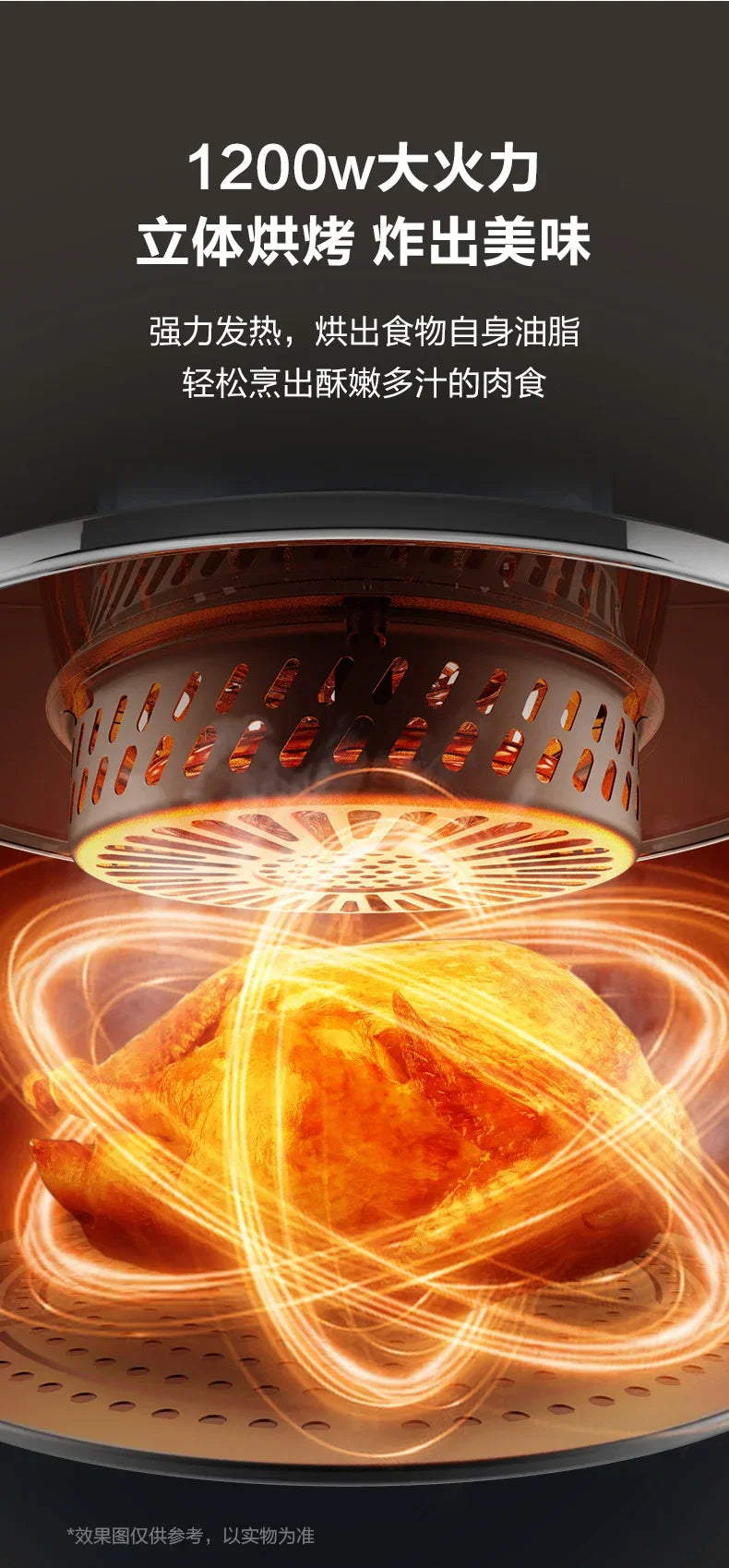 Visible 5L Large Capacity Air Fryer: Intelligent Household Oil-Free Steam Fryer.