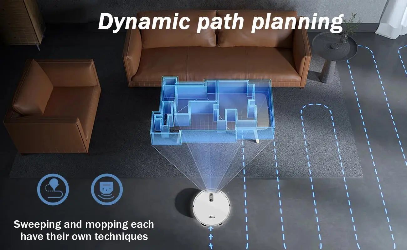 Low Mop Self Smart Home Robot Vacuum Cleaner Mop Self Empty APP Control Sweeper 12000Pa VSLAM 5200mAh Low Noise for Carpet clean