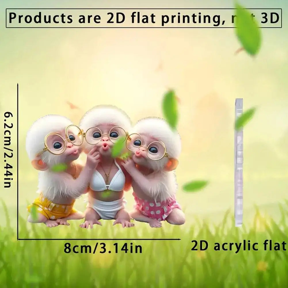 2D Acrylic Monkey Pendant Personalized Decor Pendant Christmas Monkey Pendant Acrylic Ornament For Car Cartoon Xmas Tree Decor