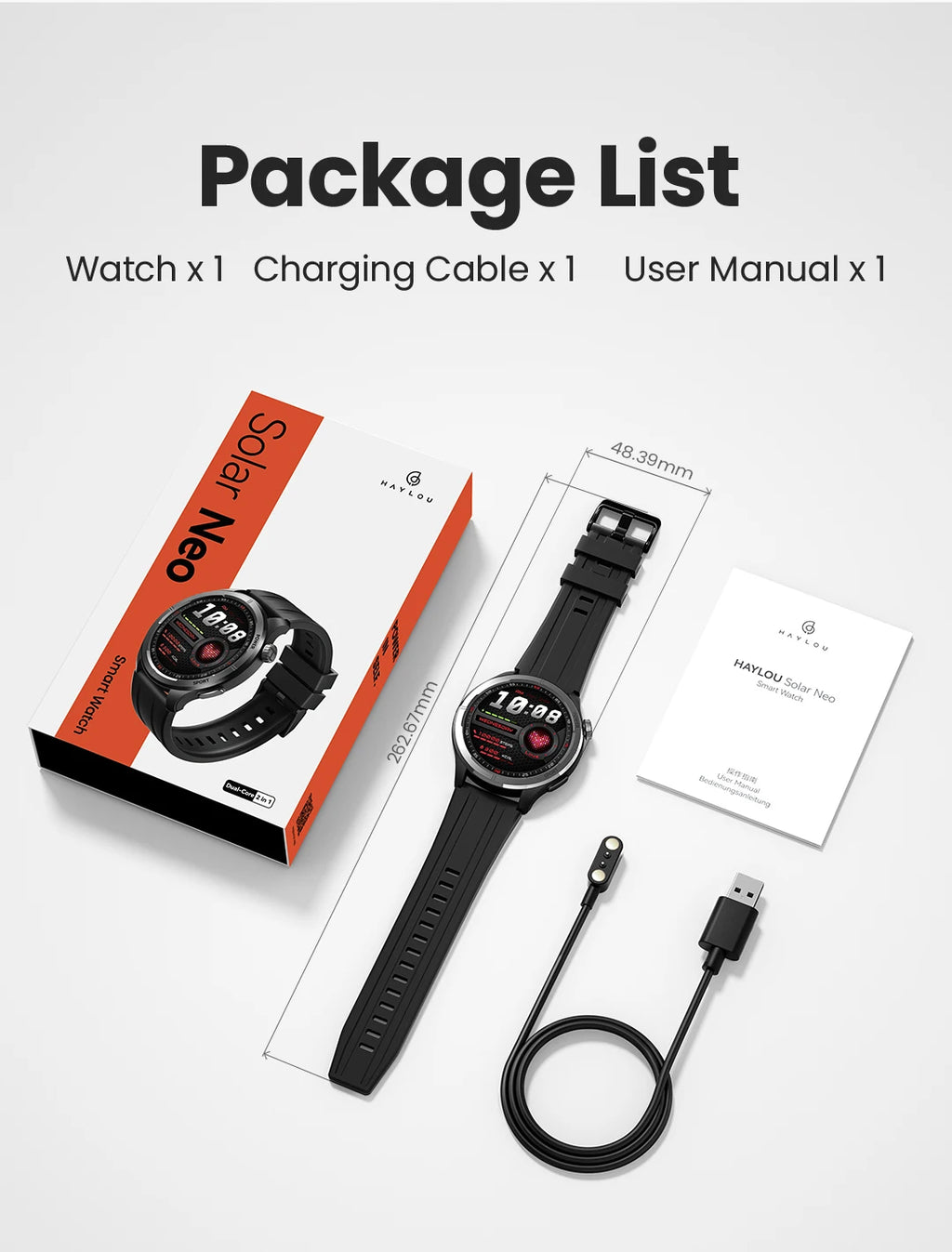 HAYLOU Solar Neo Smartwatchs 1.53'' HD Display 24H Health Monitoring Bluetooth Call Smart Watch Men Women Smart Sport Watchs