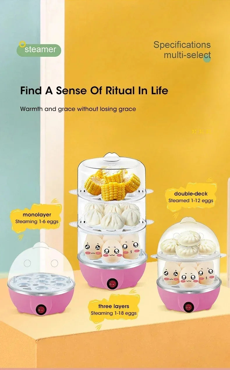 Electric Egg Steamer Cooker 7 Egg Capacity with Auto Power Off Compact Breakfast Machine for Steamed Custard Hard Soft Boiled