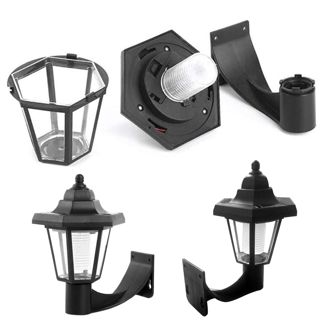 2Pcs Solar Wall Light Outdoor LED Light Hexagonal Solar Lantern Light Waterproof Auto On/Off Retro LED Wall Lamp Garden Decor