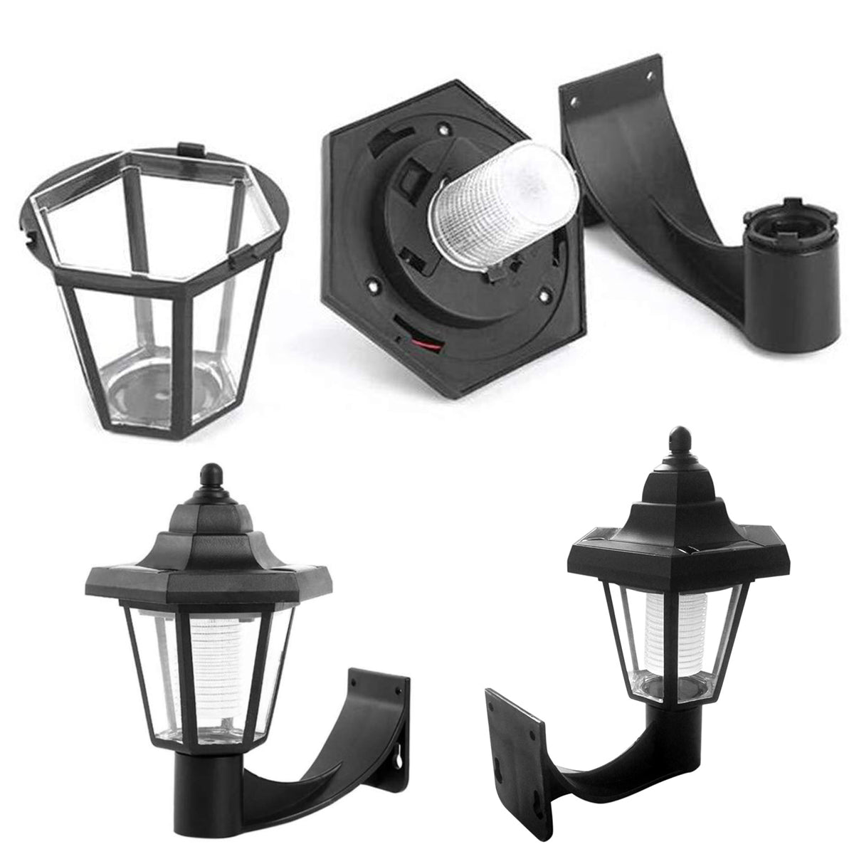 2Pcs Solar Wall Light Outdoor LED Light Hexagonal Solar Lantern Light Waterproof Auto On/Off Retro LED Wall Lamp Garden Decor