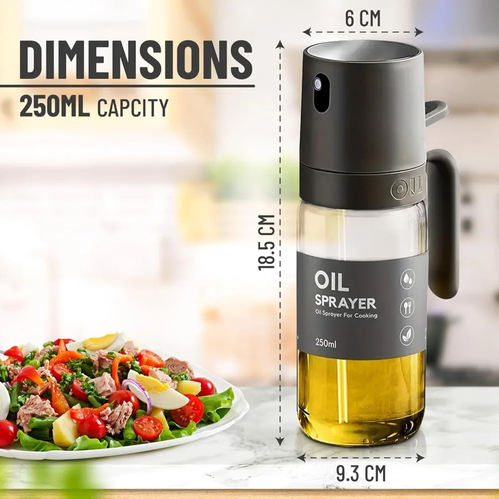 Oil Sprayer Kitchen Tools for Cooking,Borosilicate Glass Oil Sprayer,250ml Oil Spray Bottle for BBQ Kitchen Baking Roasting