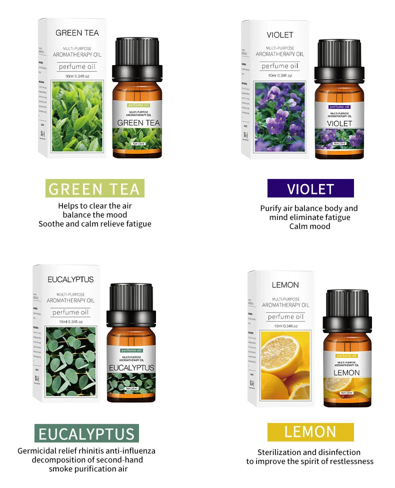 10ml Incense Water Soluble Essential Oil Lavender Tea Tree Lemon Rose Ocean Scent Humidifiers Refreshing Relax Releasing Stress