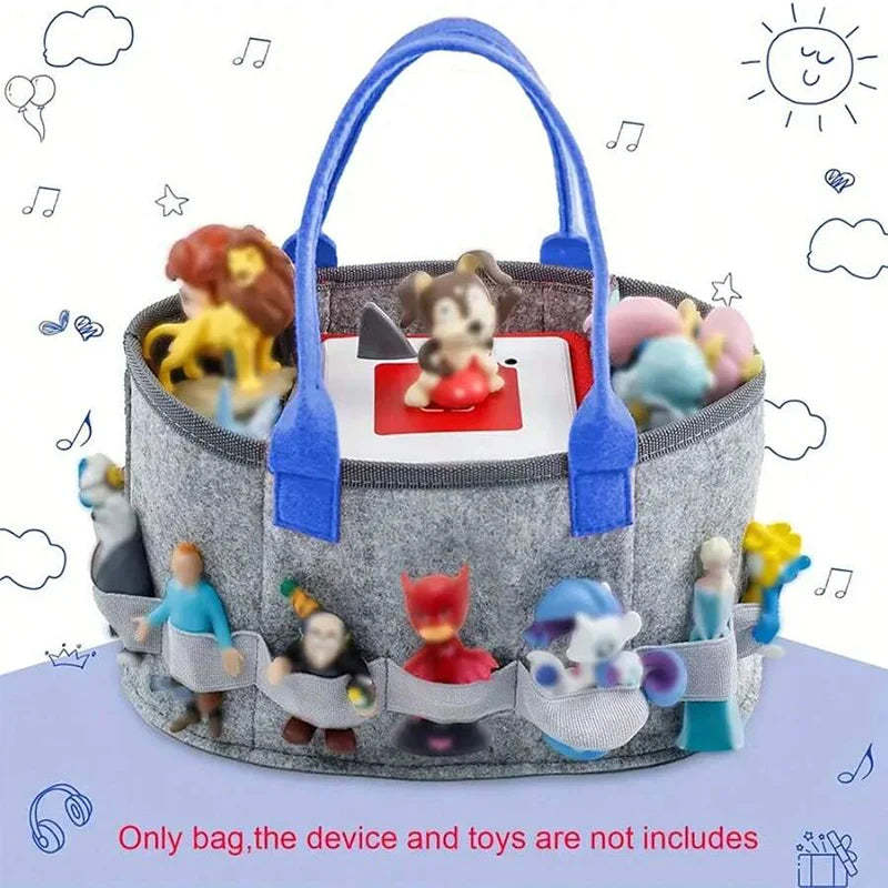 Portable Carrying Case for Toniebox Starter Set and Figurines Travel Felt Cloth Musical Toy Folding Bag for Toniebox Accessories
