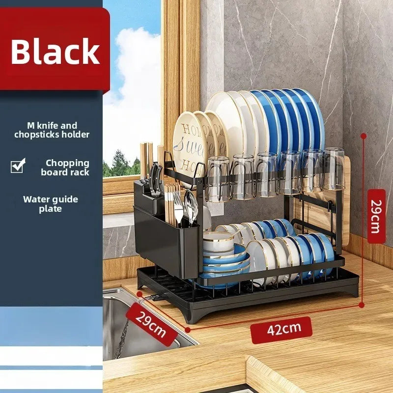 New Dish Storage Rack Kitchen Multifunctional Shelf Household Dish and Chopsticks Storage Rack Countertop Dish Drain Rack